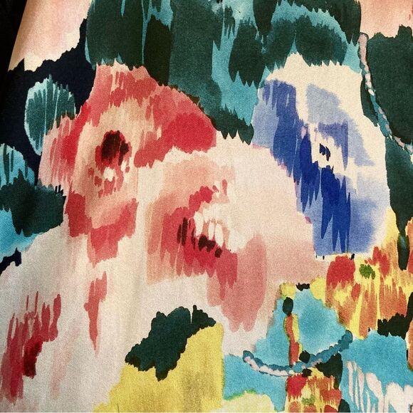 SOLD Johnny Was Malani 100% Silk Floral Print Long Kimono Tunic Navy Blue Size M - Picture 13 of 16